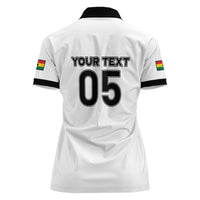 Custom Ghana Football 2026 Women Polo Shirt Black Stars Never Fall White Version