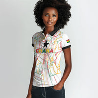 Custom Ghana Football 2026 Women Polo Shirt Black Stars Never Fall White Version