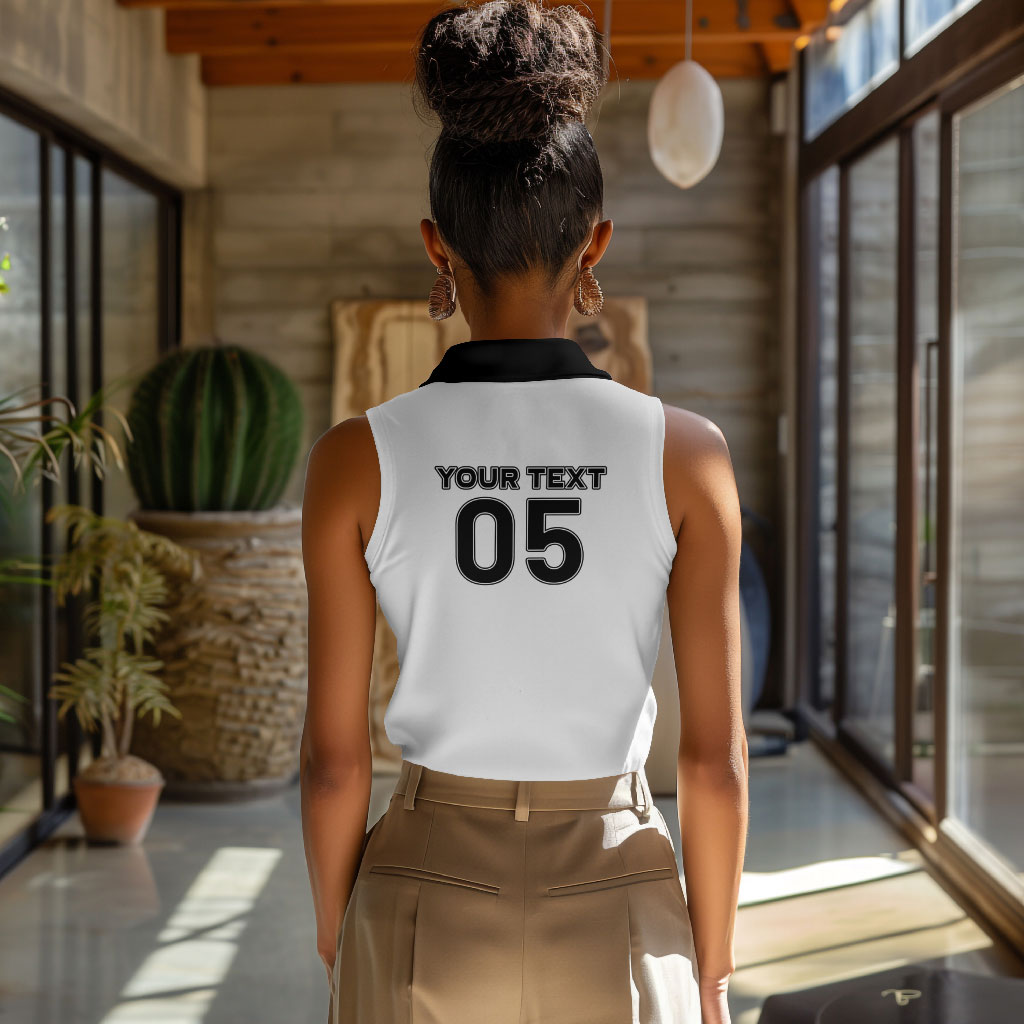 Custom Ghana Football 2026 Women Sleeveless Polo Shirt Black Stars Never Fall White Version