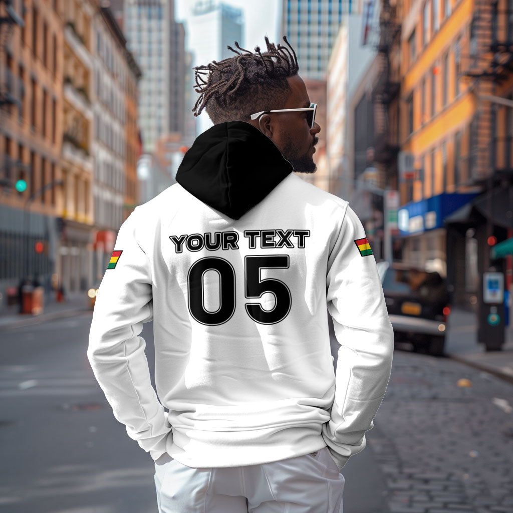 Custom Ghana Football 2026 Zip Hoodie Black Stars Never Fall White Version