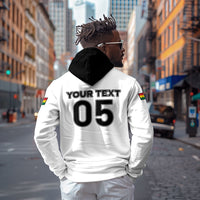 Custom Ghana Football 2026 Zip Hoodie Black Stars Never Fall White Version