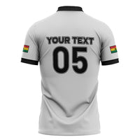 Custom Ghana Football 2026 Zipper Polo Shirt Black Stars Never Fall White Version