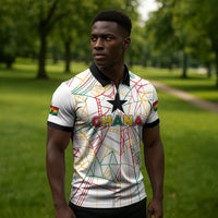Custom Ghana Football 2026 Zipper Polo Shirt Black Stars Never Fall White Version