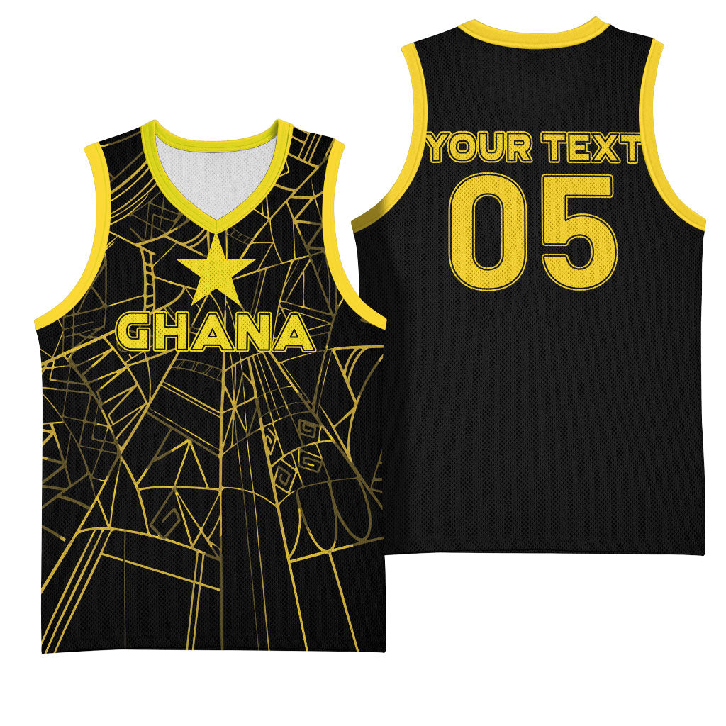 Custom Ghana Football 2026 Basketball Jersey Black Stars Never Fall Black Version