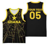Custom Ghana Football 2026 Basketball Jersey Black Stars Never Fall Black Version