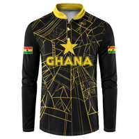 Custom Ghana Football 2026 Button Sweatshirt Black Stars Never Fall Black Version
