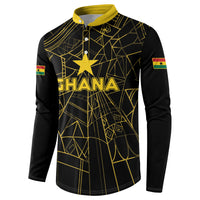 Custom Ghana Football 2026 Button Sweatshirt Black Stars Never Fall Black Version