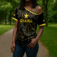 Custom Ghana Football 2026 Cross Shoulder Shirt Black Stars Never Fall Black Version