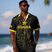 Custom Ghana Football 2026 Hawaiian Shirt Black Stars Never Fall Black Version LT05
