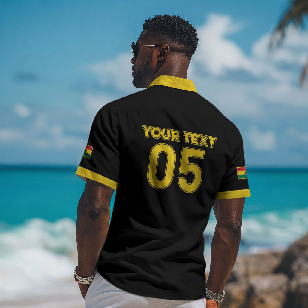 Custom Ghana Football 2026 Hawaiian Shirt Black Stars Never Fall Black Version LT05