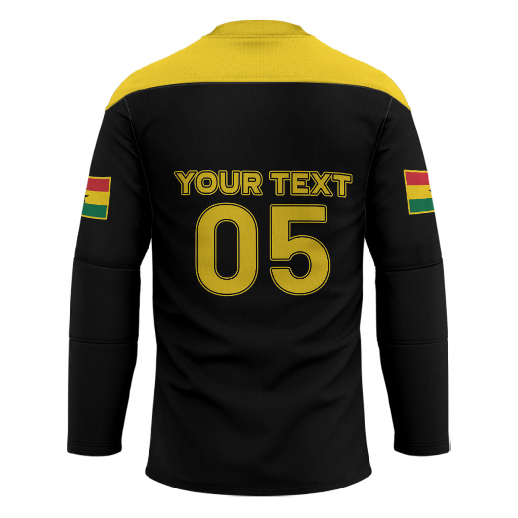 Custom Ghana Football 2026 Hockey Jersey Black Stars Never Fall Black Version