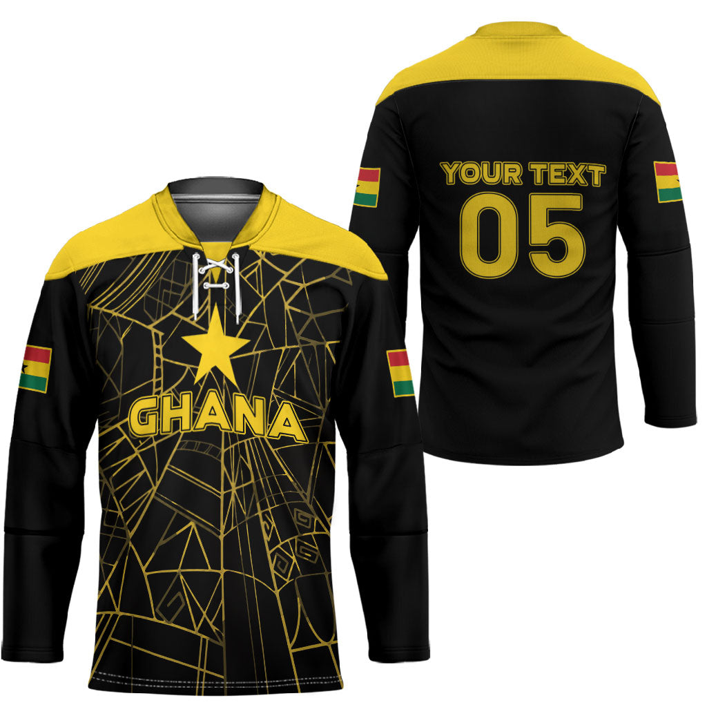 Custom Ghana Football 2026 Hockey Jersey Black Stars Never Fall Black Version