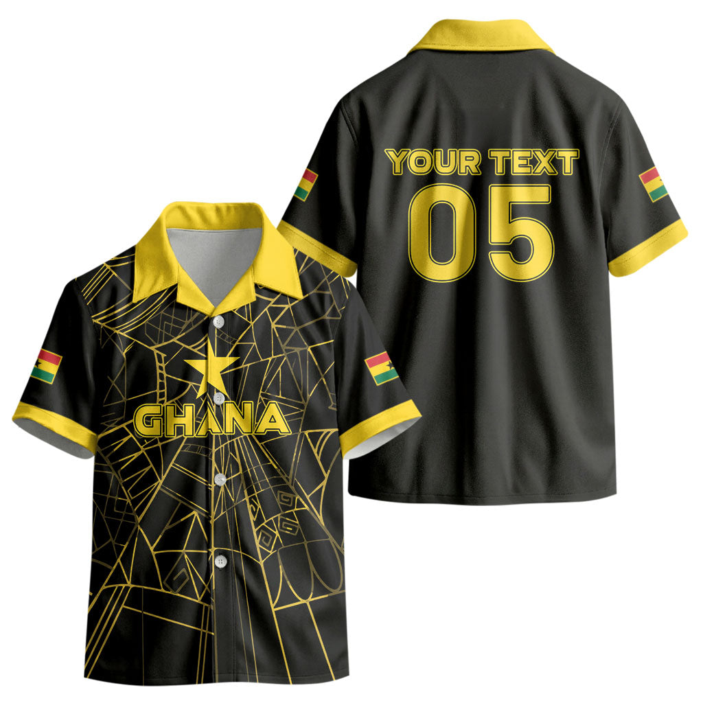 Custom Ghana Football 2026 Kid Hawaiian Shirt Black Stars Never Fall Black Version LT05