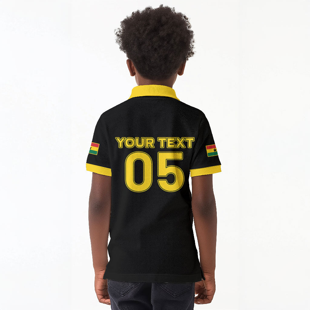 Custom Ghana Football 2026 Kid Polo Shirt Black Stars Never Fall Black Version