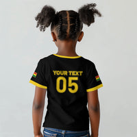Custom Ghana Football 2026 Kid T shirt Black Stars Never Fall Black Version