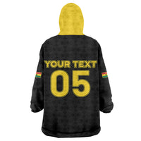 Custom Ghana Football 2026 Kid Wearable Blanket Hoodie Black Stars Never Fall Black Version