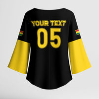 Custom Ghana Football 2026 Kimono Sleeve Blouse Black Stars Never Fall Black Version
