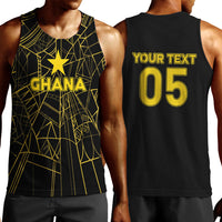 Custom Ghana Football 2026 Men Tank Top Black Stars Never Fall Black Version