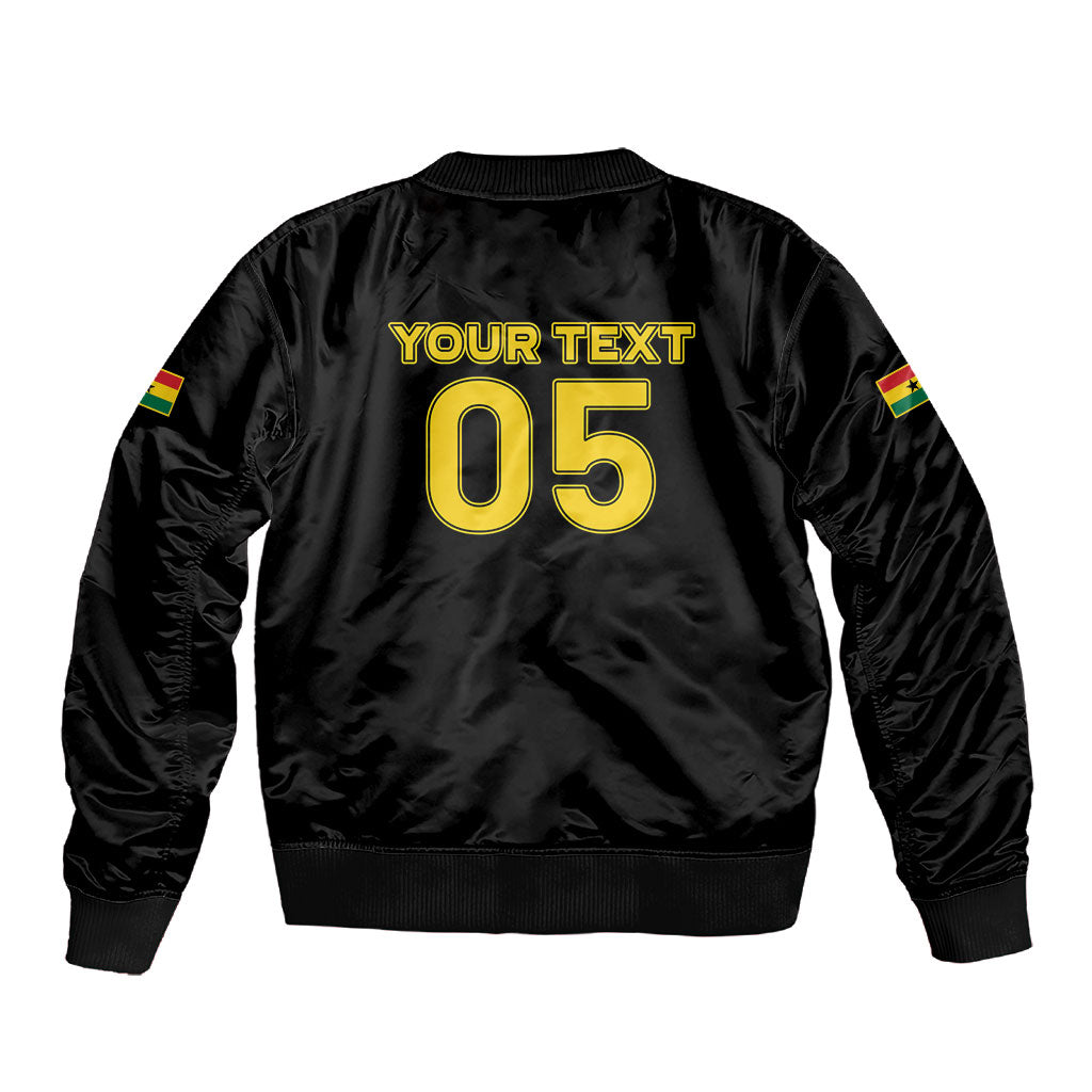 Custom Ghana Football 2026 Sleeve Zip Bomber Jacket Black Stars Never Fall Black Version