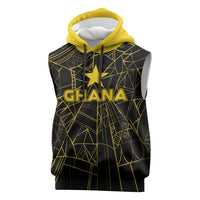 Custom Ghana Football 2026 Sleeveless Hoodie Black Stars Never Fall Black Version