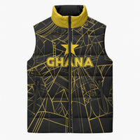 Custom Ghana Football 2026 Sleeveless Puffer Jacket Black Stars Never Fall Black Version