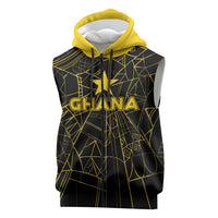 Custom Ghana Football 2026 Sleeveless Zip Hoodie Black Stars Never Fall Black Version