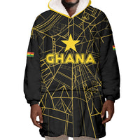 Custom Ghana Football 2026 Wearable Blanket Hoodie Black Stars Never Fall Black Version