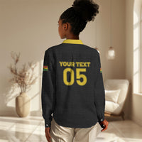 Custom Ghana Football 2026 Women Casual Shirt Black Stars Never Fall Black Version