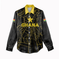 Custom Ghana Football 2026 Women Casual Shirt Black Stars Never Fall Black Version