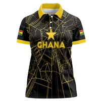Custom Ghana Football 2026 Women Polo Shirt Black Stars Never Fall Black Version
