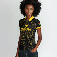 Custom Ghana Football 2026 Women Polo Shirt Black Stars Never Fall Black Version