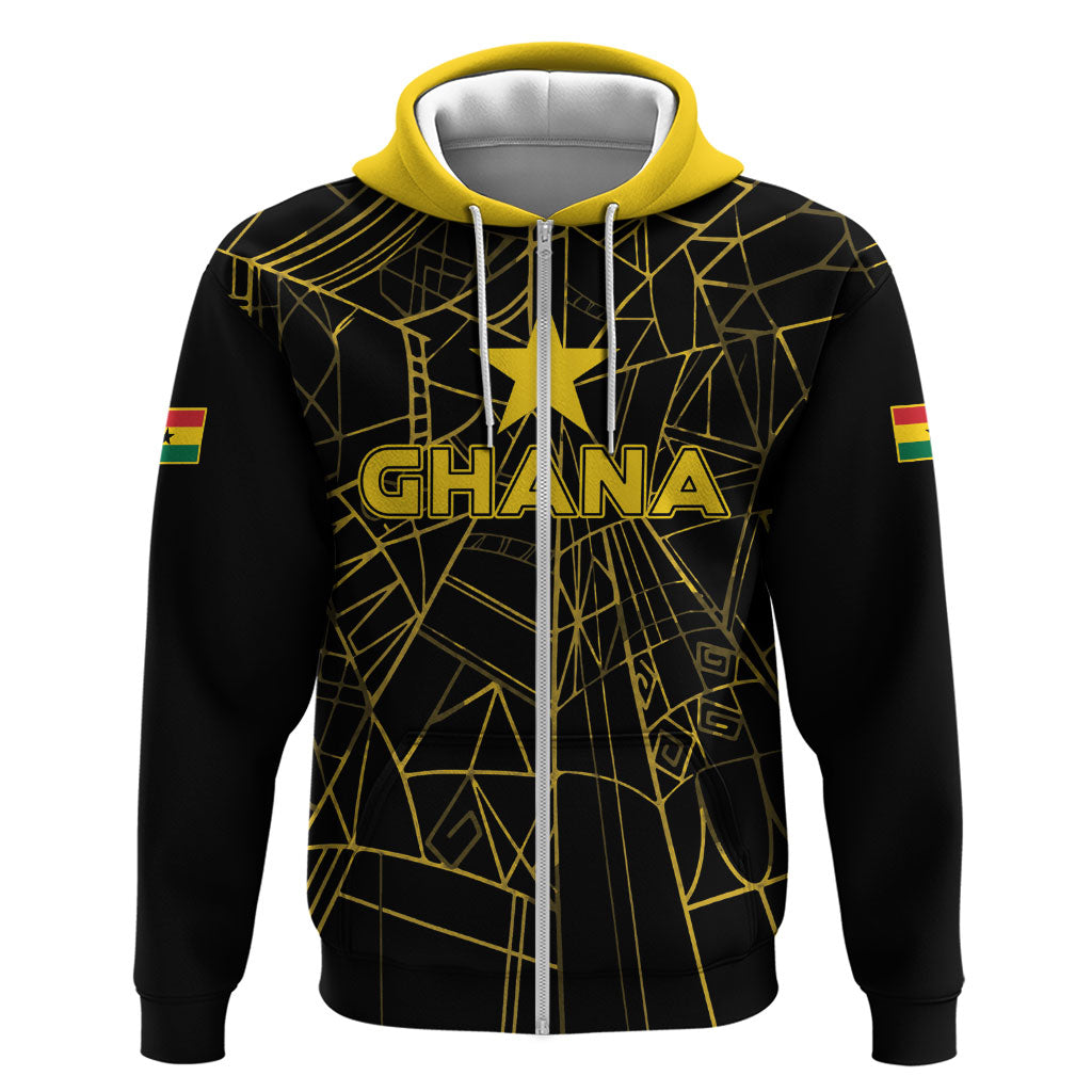 Custom Ghana Football 2026 Zip Hoodie Black Stars Never Fall Black Version