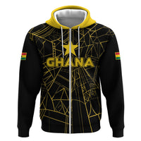 Custom Ghana Football 2026 Zip Hoodie Black Stars Never Fall Black Version