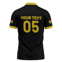 Custom Ghana Football 2026 Zipper Polo Shirt Black Stars Never Fall Black Version