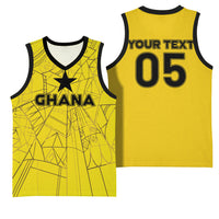 Custom Ghana Football 2026 Basketball Jersey Black Stars Never Fall Yellow Version