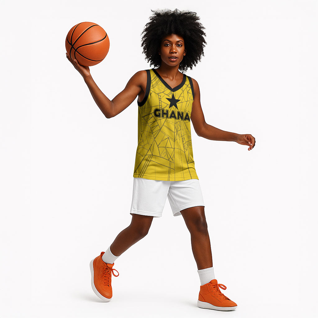 Custom Ghana Football 2026 Basketball Jersey Black Stars Never Fall Yellow Version