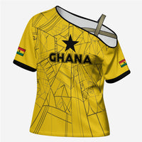 Custom Ghana Football 2026 Cross Shoulder Shirt Black Stars Never Fall Yellow Version