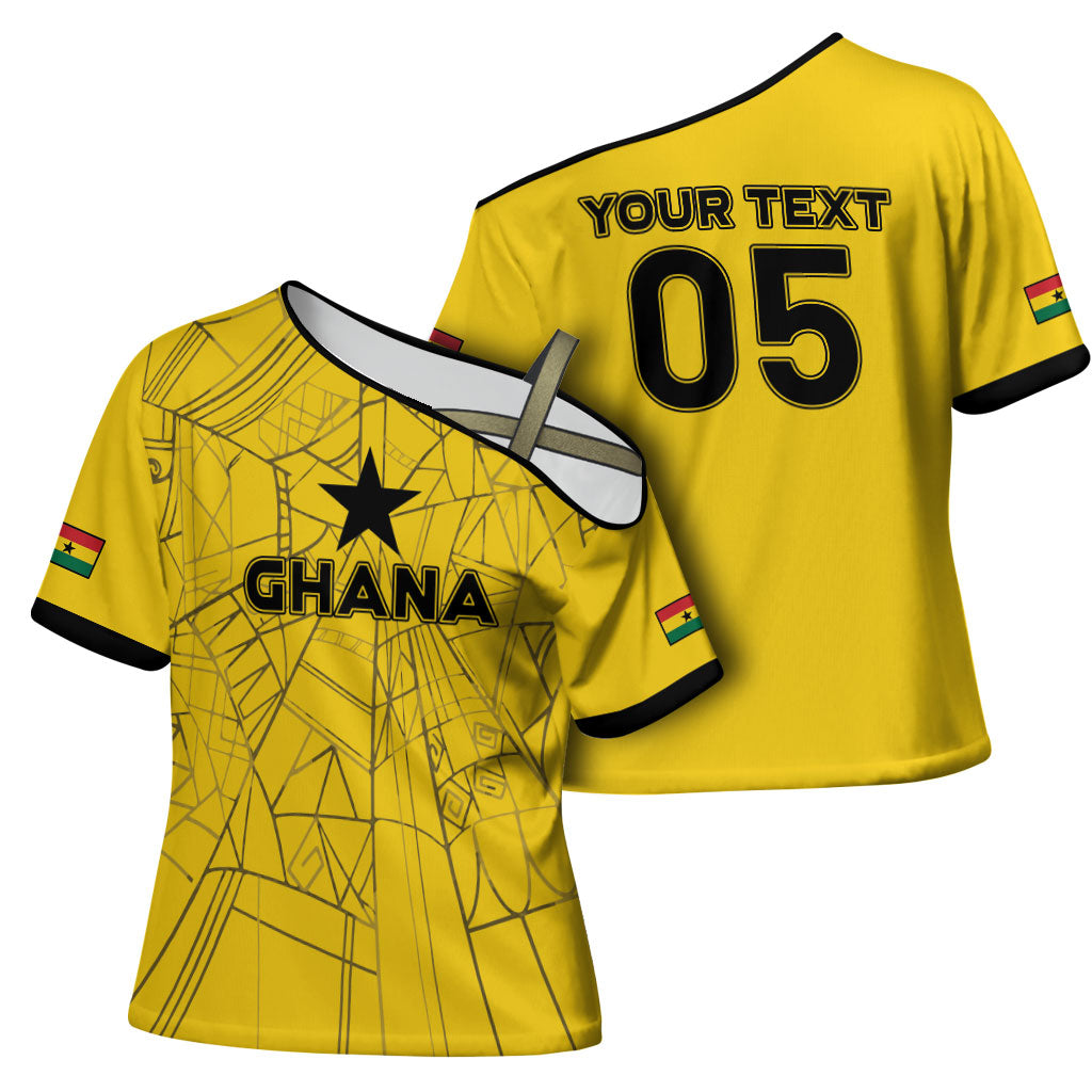Custom Ghana Football 2026 Cross Shoulder Shirt Black Stars Never Fall Yellow Version
