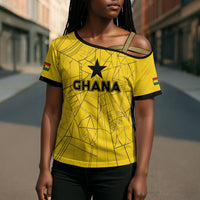 Custom Ghana Football 2026 Cross Shoulder Shirt Black Stars Never Fall Yellow Version