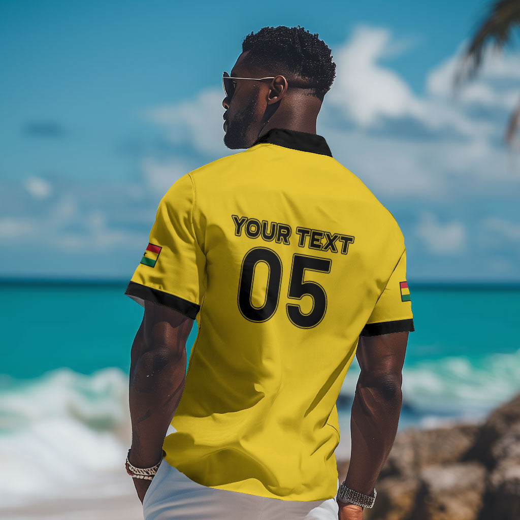 Custom Ghana Football 2026 Hawaiian Shirt Black Stars Never Fall Yellow Version