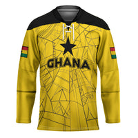 Custom Ghana Football 2026 Hockey Jersey Black Stars Never Fall Yellow Version