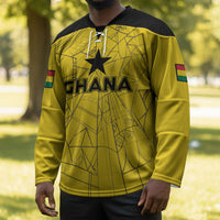 Custom Ghana Football 2026 Hockey Jersey Black Stars Never Fall Yellow Version