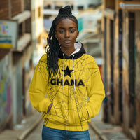 Custom Ghana Football 2026 Hoodie Black Stars Never Fall Yellow Version