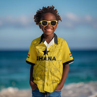 Custom Ghana Football 2026 Kid Hawaiian Shirt Black Stars Never Fall Yellow Version