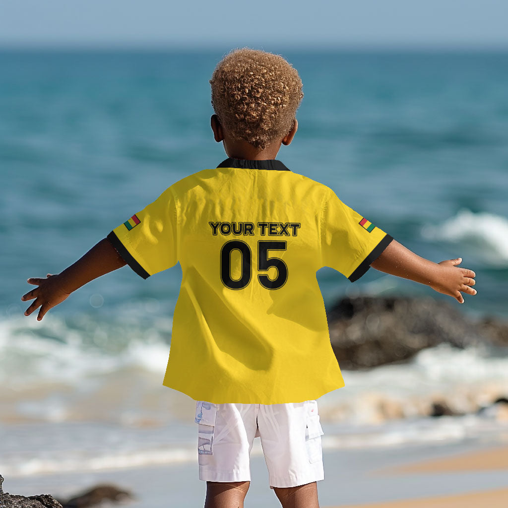 Custom Ghana Football 2026 Kid Hawaiian Shirt Black Stars Never Fall Yellow Version