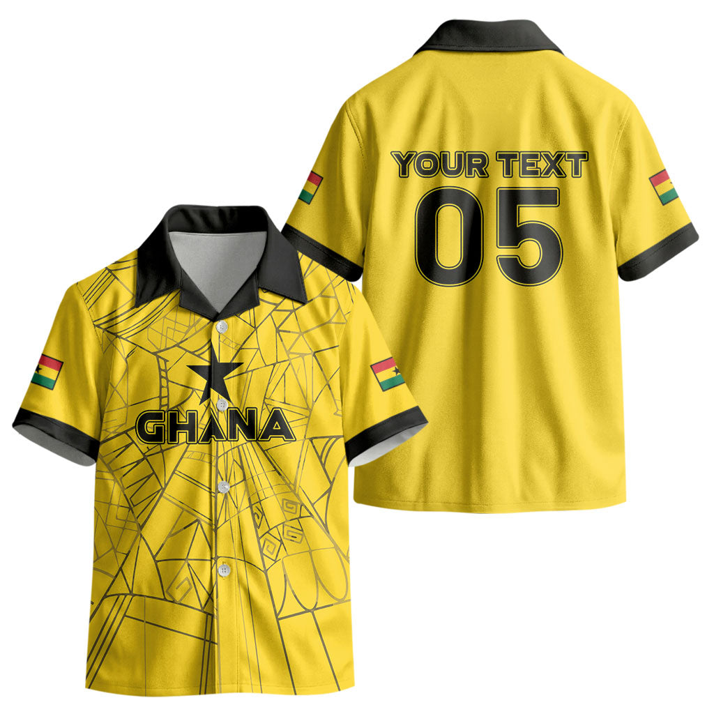 Custom Ghana Football 2026 Kid Hawaiian Shirt Black Stars Never Fall Yellow Version LT05