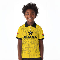 Custom Ghana Football 2026 Kid Polo Shirt Black Stars Never Fall Yellow Version