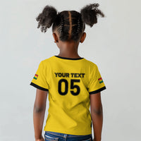 Custom Ghana Football 2026 Kid T shirt Black Stars Never Fall Yellow Version