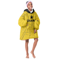 Custom Ghana Football 2026 Kid Wearable Blanket Hoodie Black Stars Never Fall Yellow Version