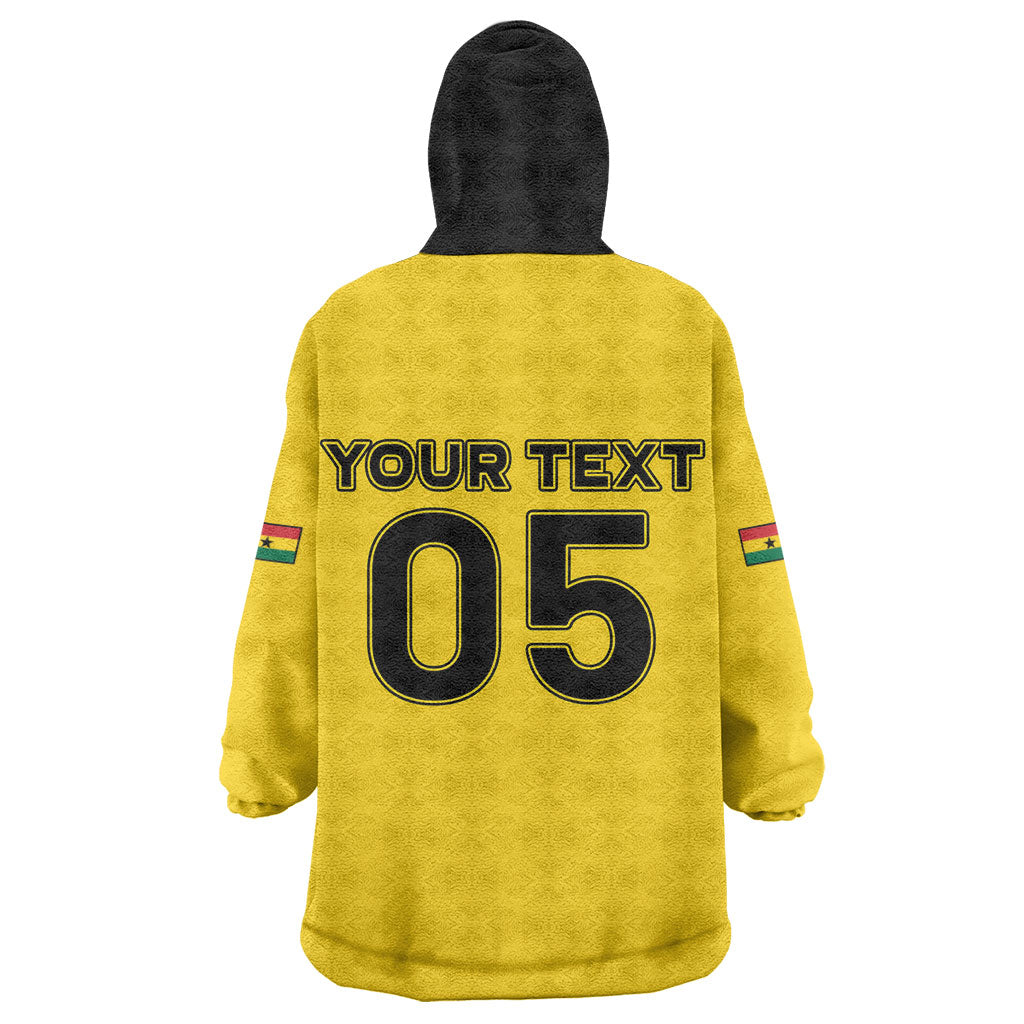 Custom Ghana Football 2026 Kid Wearable Blanket Hoodie Black Stars Never Fall Yellow Version